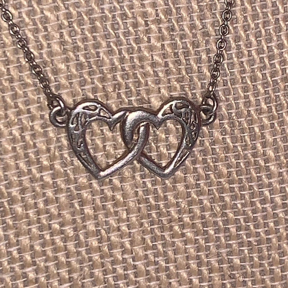 Hearts together silver necklace
